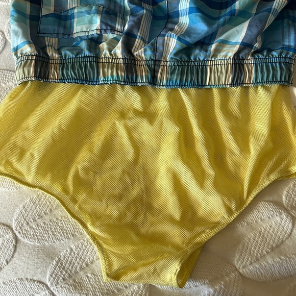 EUC Tommy Bahama size Small men’s swim trunks. Blue plaid. Drawstring. Pockets - Picture 7 of 8